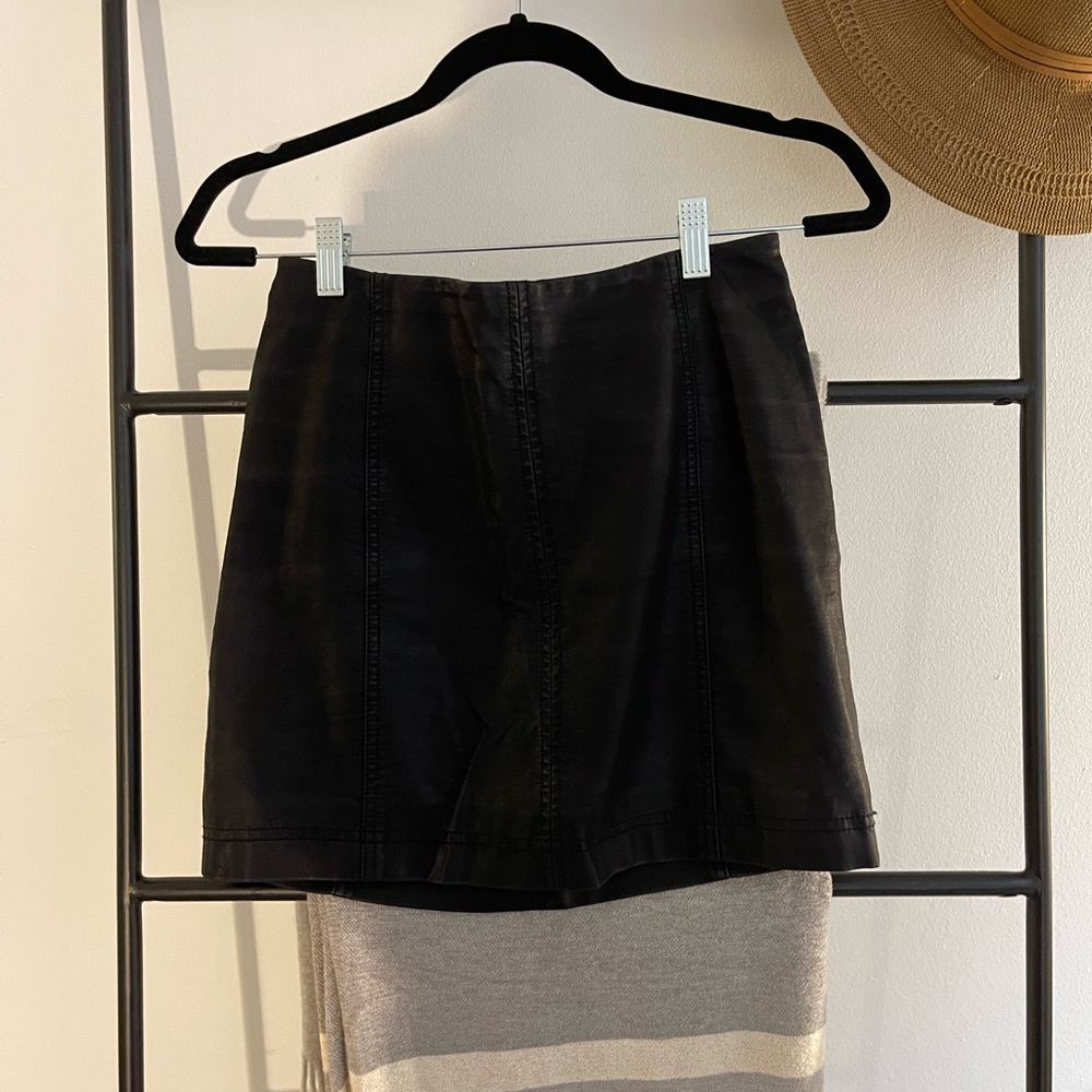 Free People vegan leather mini skirt size 2